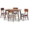 Baxton Studio Euclid Mid-Century Modern Grey Fabric and Walnut Brown Finished Wood 5-Piece Dining Set 184-11647-11644-Zoro - alternate 1